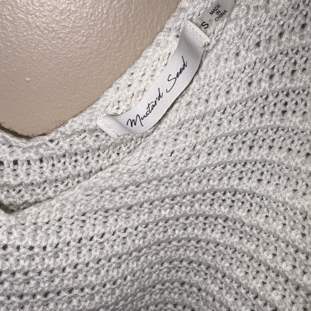 White Crotchet Mustard Seed Ruffle Top